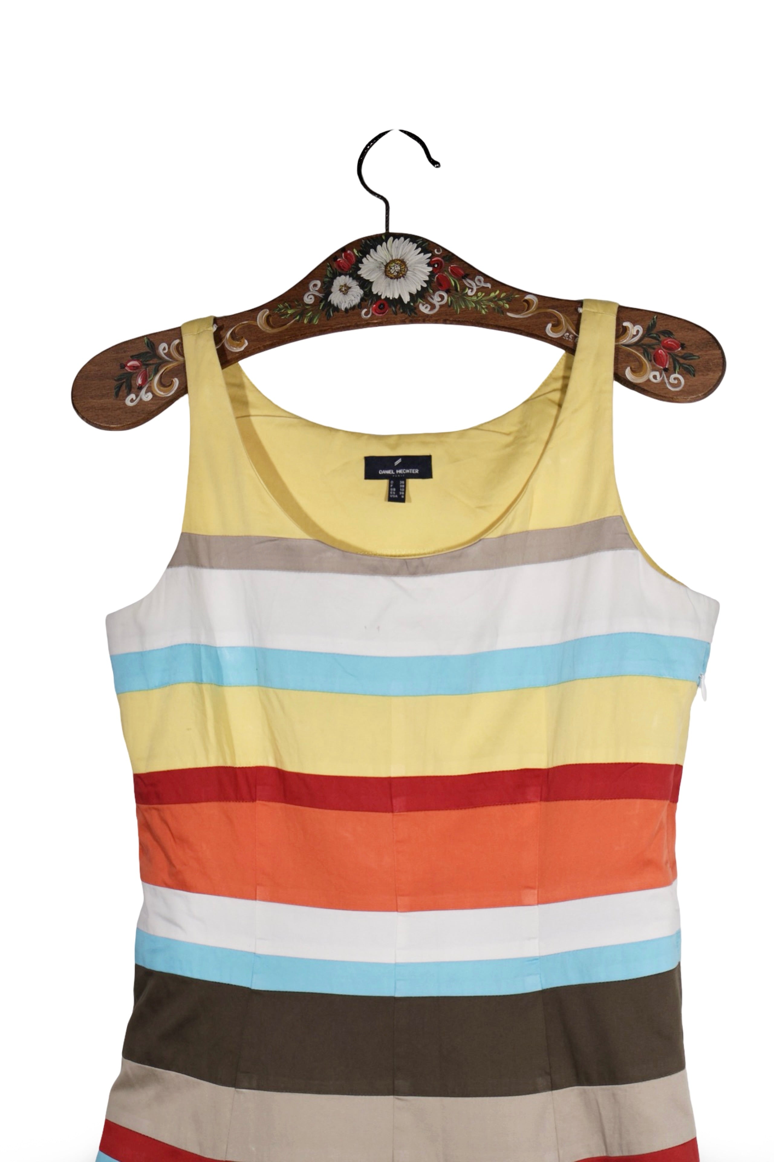 Rochie - DANIEL HECHTER cu dungi orizontale multicolore – S – Femei - detaliu