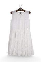 Rochie - Superdry albă din in si vascoza cu croială lejera – S – Femei - fata