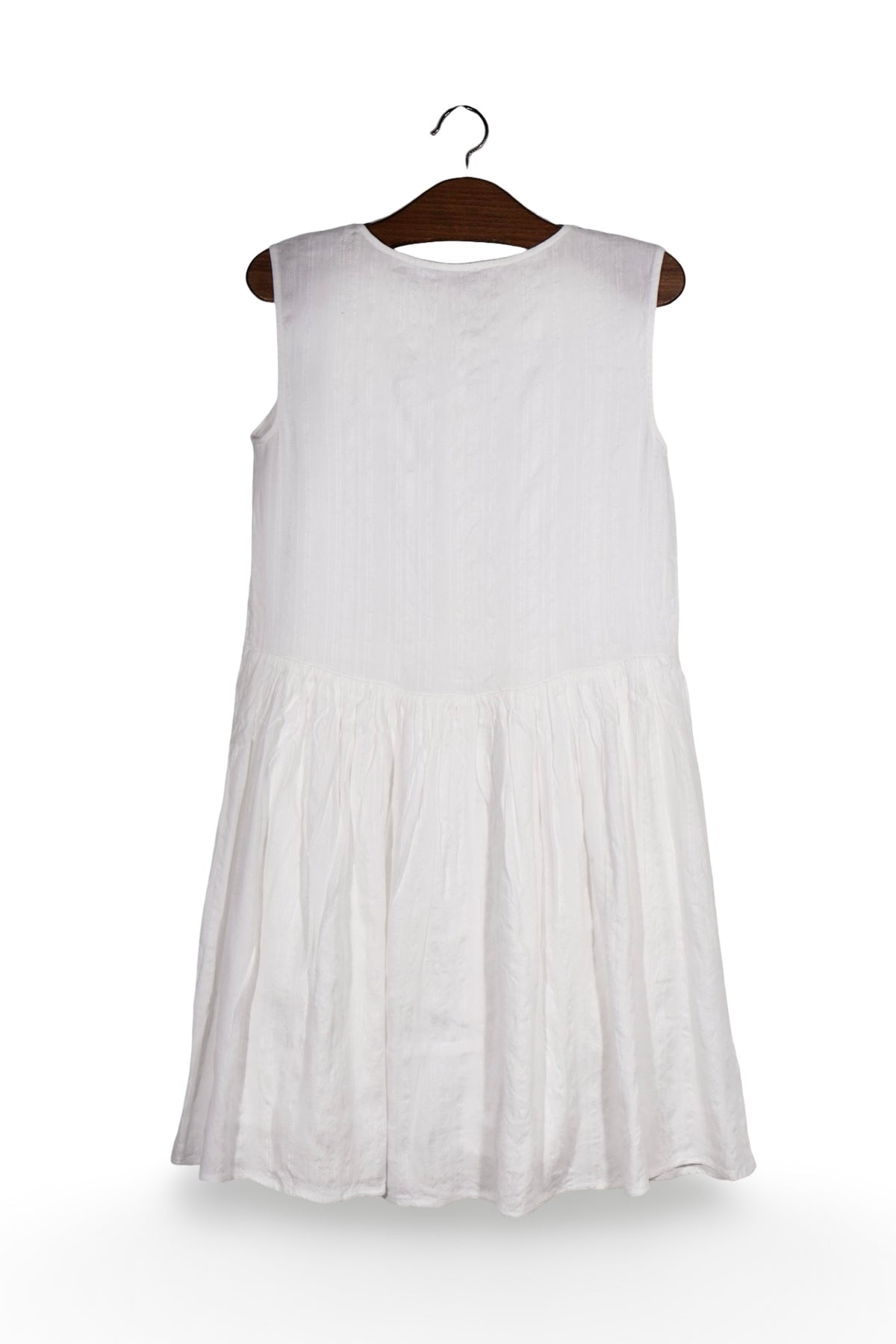 Rochie - Superdry albă din in si vascoza cu croială lejera – S – Femei - spate