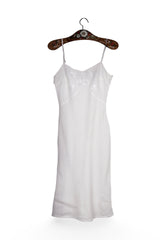 Rochie - Premium albă din in cu bretele fine – S – Femei - fata