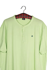 Tricou - Alte Branduri verde deschis din bumbac cu platcă scurtă cu nasturi – M – Bărbați - detaliu