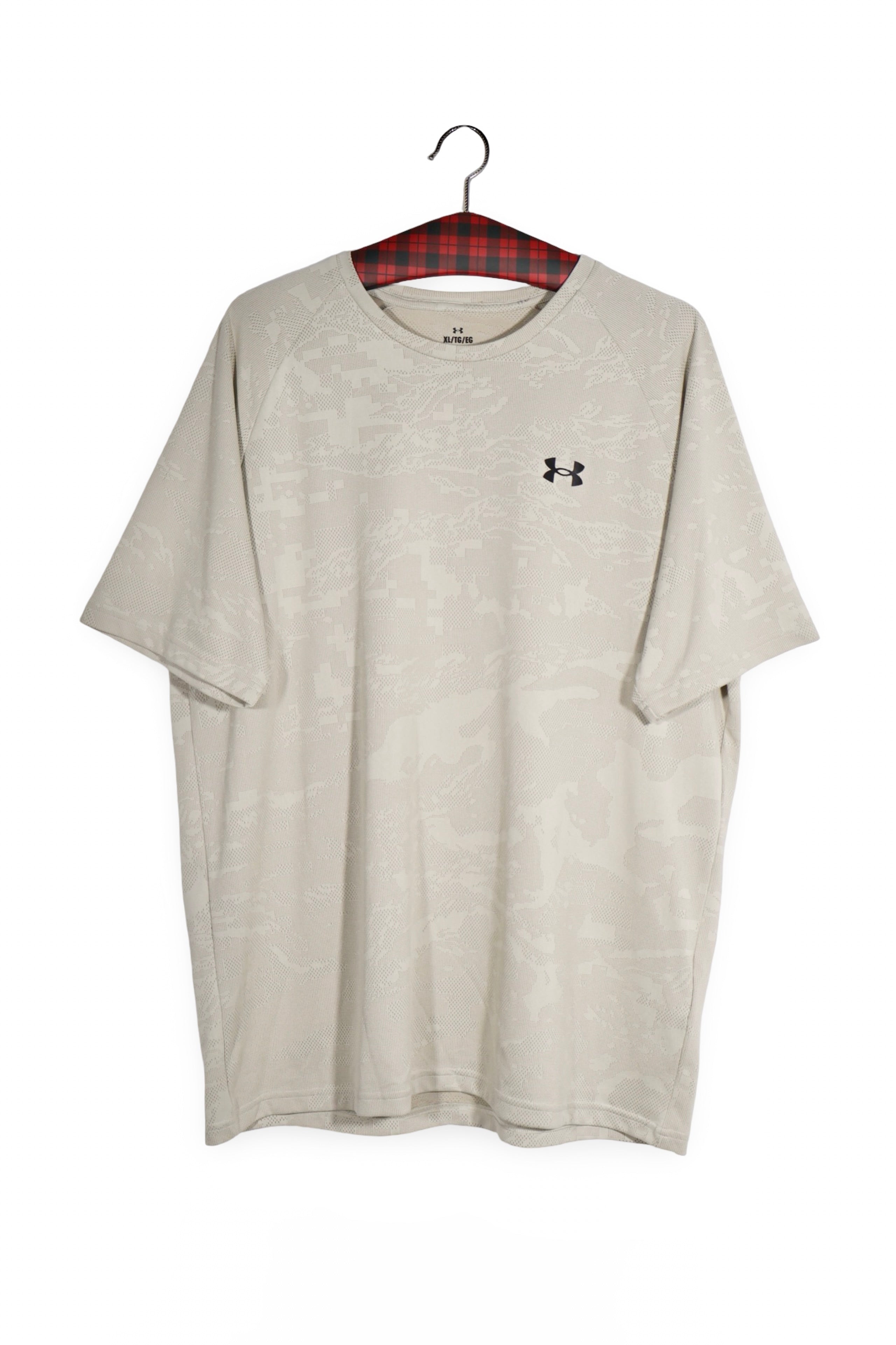 Tricou - Under Armour bej din poliester jacard cu croială lejeră – XL – Bărbați - fata