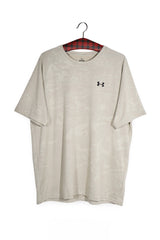 Tricou - Under Armour bej din poliester jacard cu croială lejeră – XL – Bărbați - fata