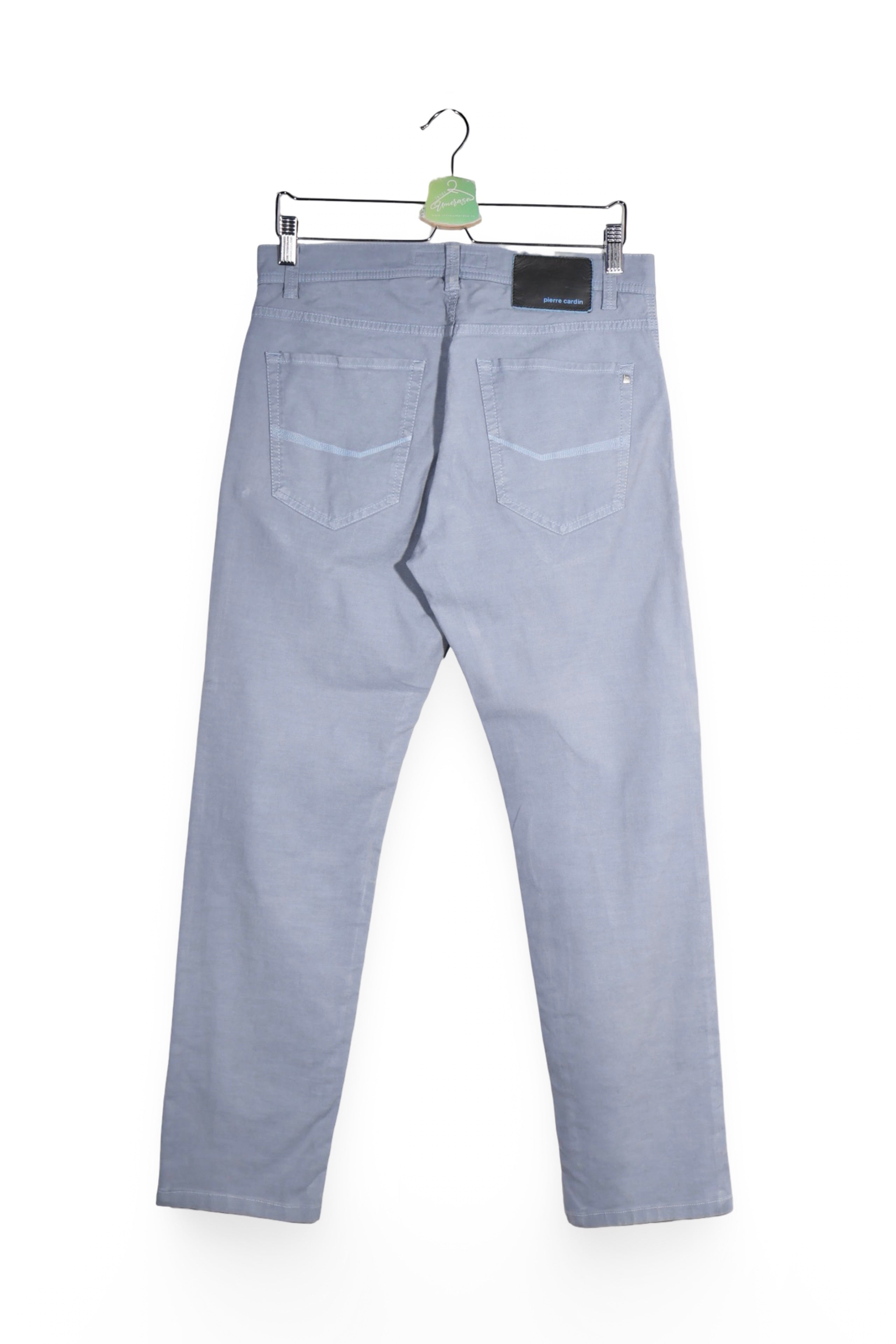 Pantaloni - Pierre Cardin gri-albaștri din bumbac cu croială dreaptă – M – Bărbați - detaliu