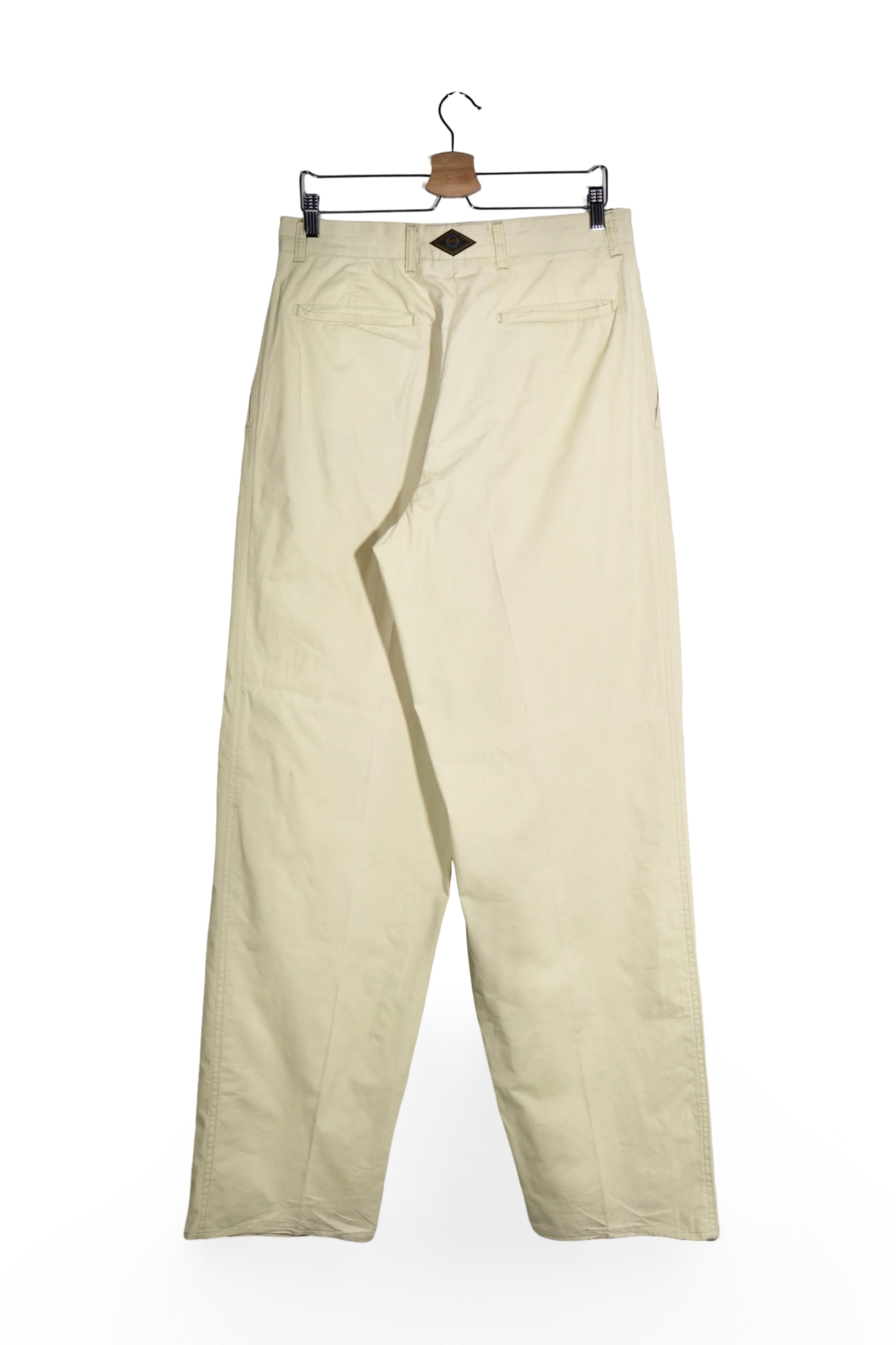 Pantaloni - Hugo Boss bej din bumbac cu croială largă și pliuri – M – Bărbați - spate