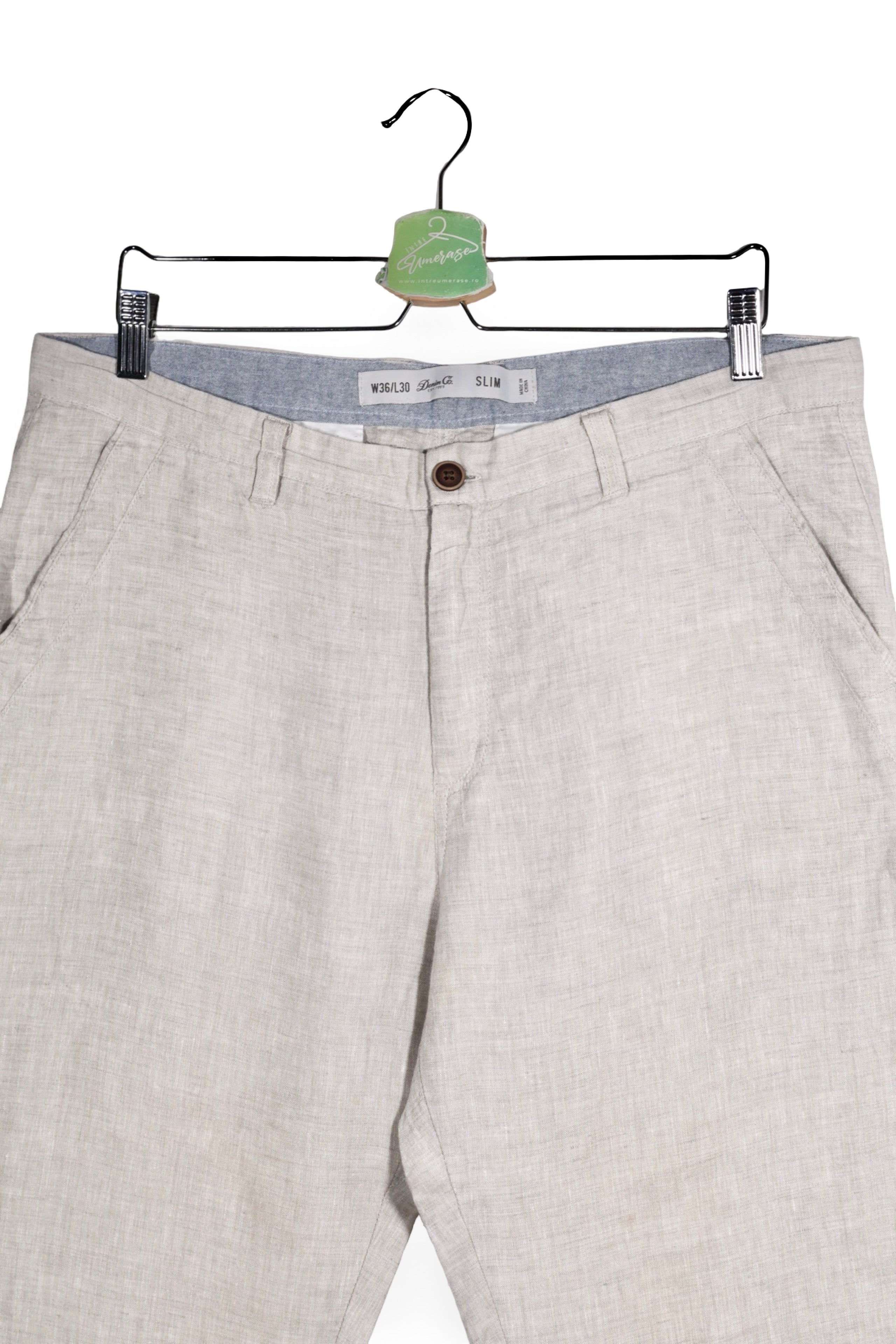 Pantaloni - Alte Branduri bej deschis din in cu croială slim – L – Bărbați - detaliu
