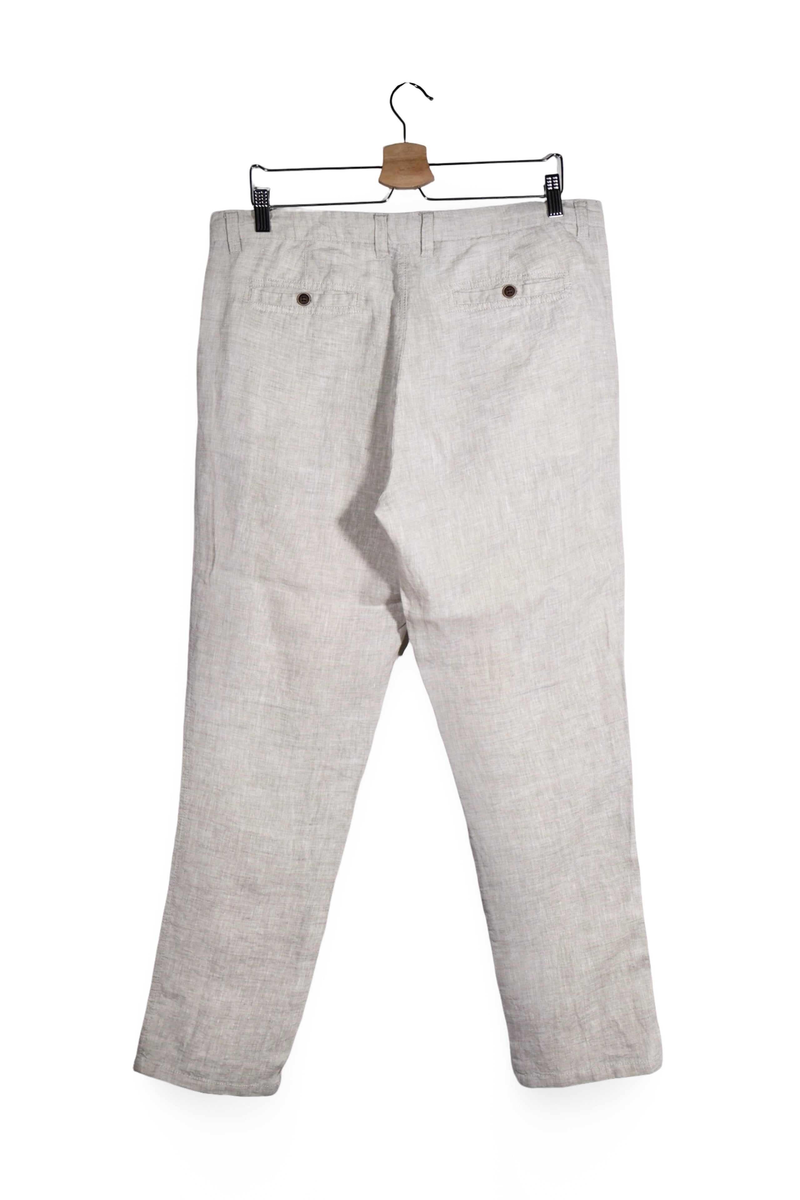 Pantaloni - Alte Branduri bej deschis din in cu croială slim – L – Bărbați - spate