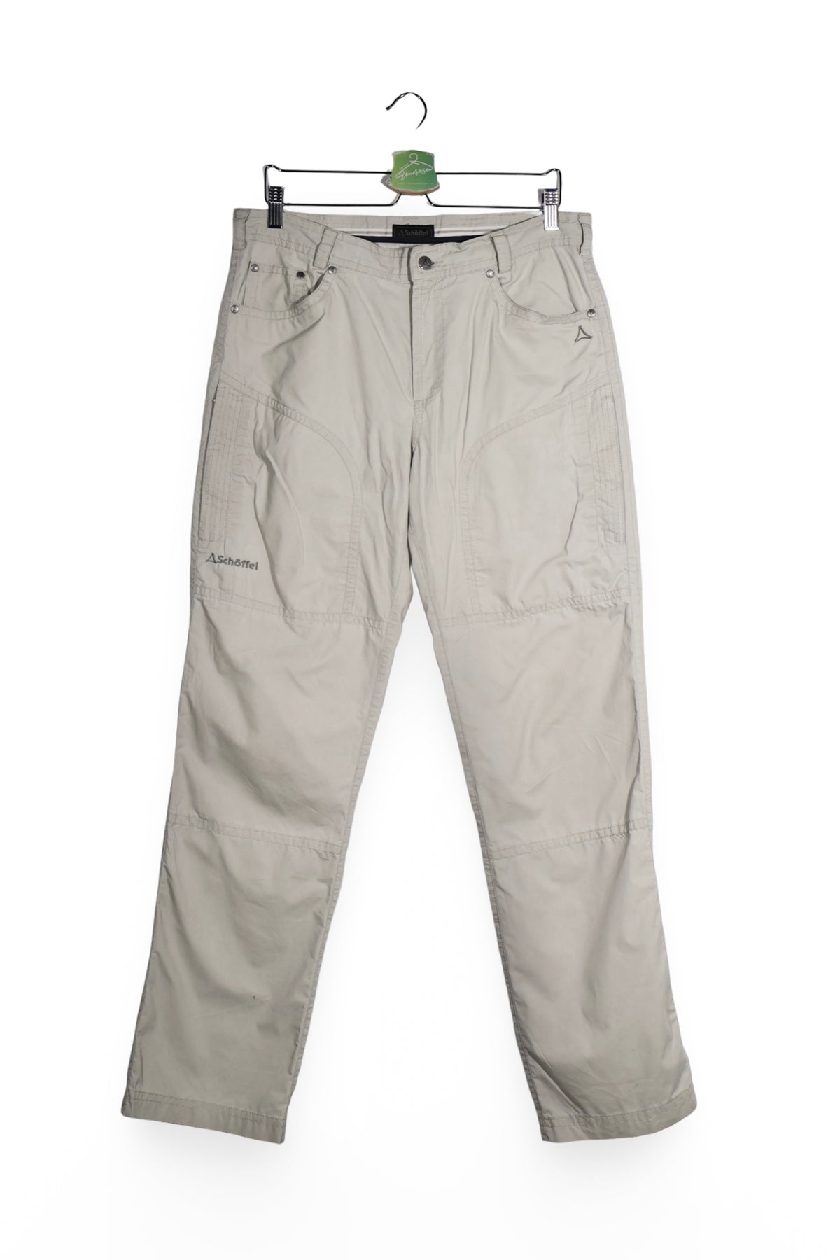 Pantaloni - Schoffel bej-gri din bumbac cu croială dreaptă și buzunare multiple – M – Bărbați