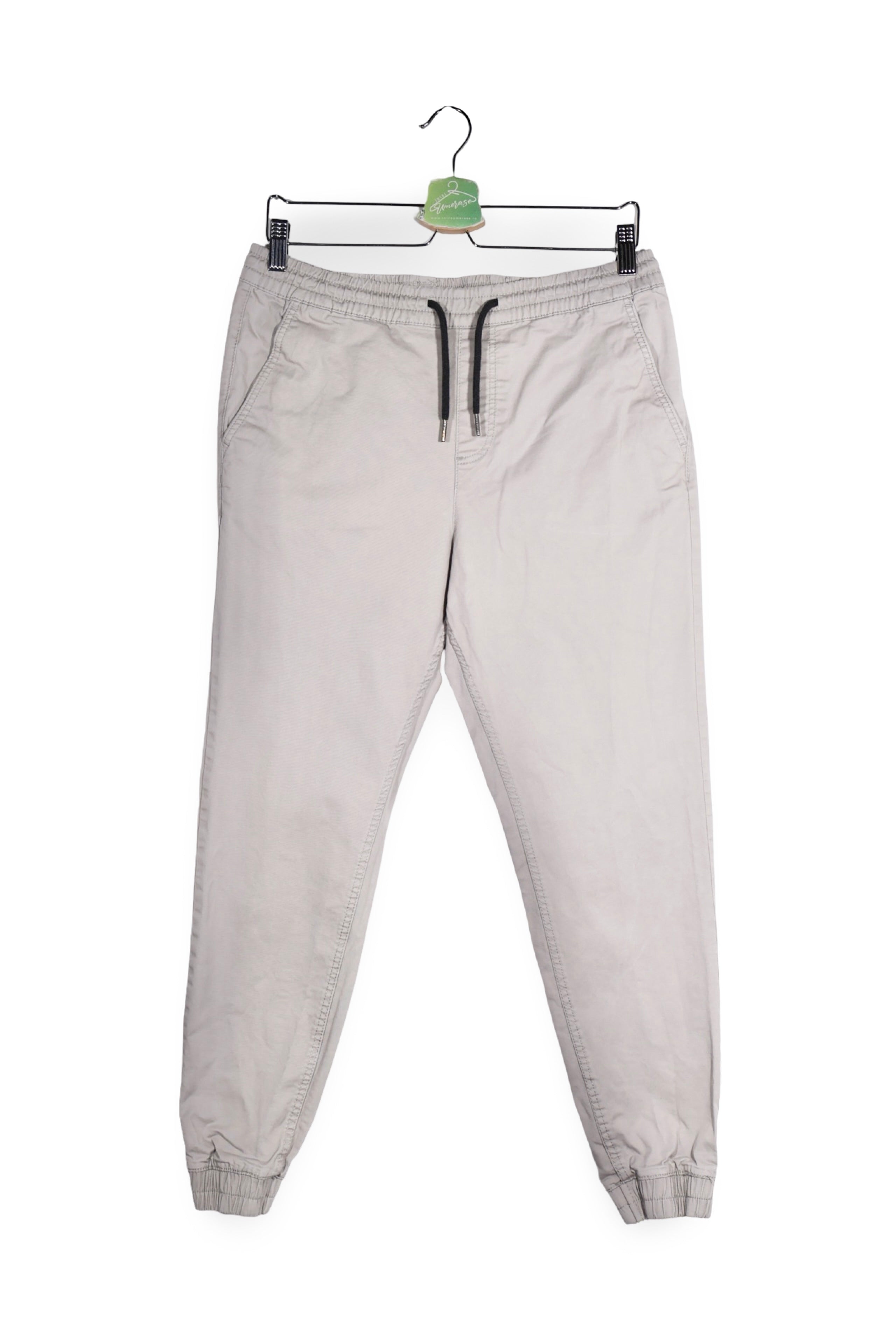 Pantaloni - JACK&JONES gri deschis din bumbac cu croială jogger – M – Bărbați - fata