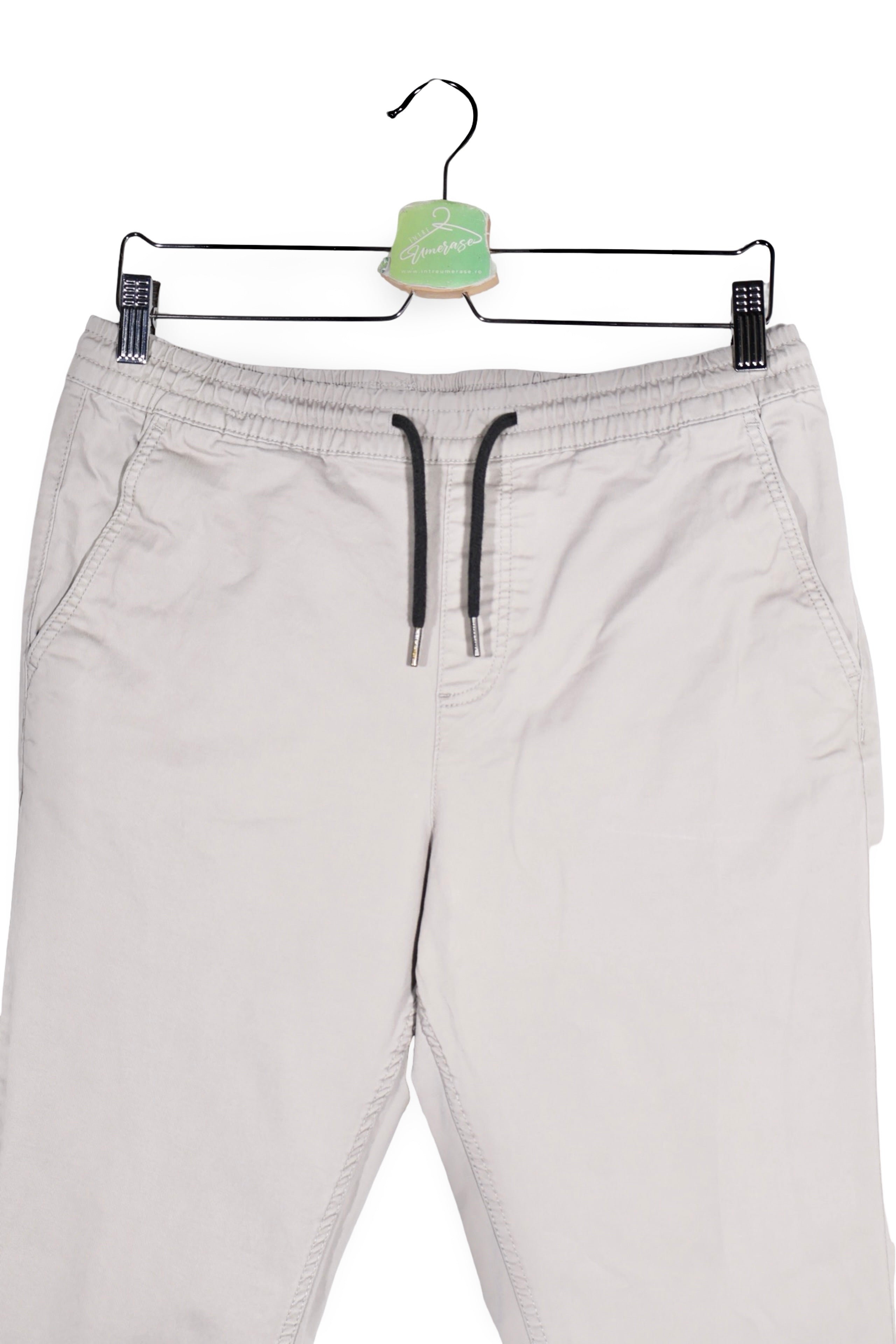 Pantaloni - JACK&JONES gri deschis din bumbac cu croială jogger – M – Bărbați - detaliu