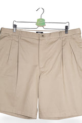 Pantaloni scurți - Lands' End bej din bumbac cu croială plisată – XXL – Bărbați - detaliu