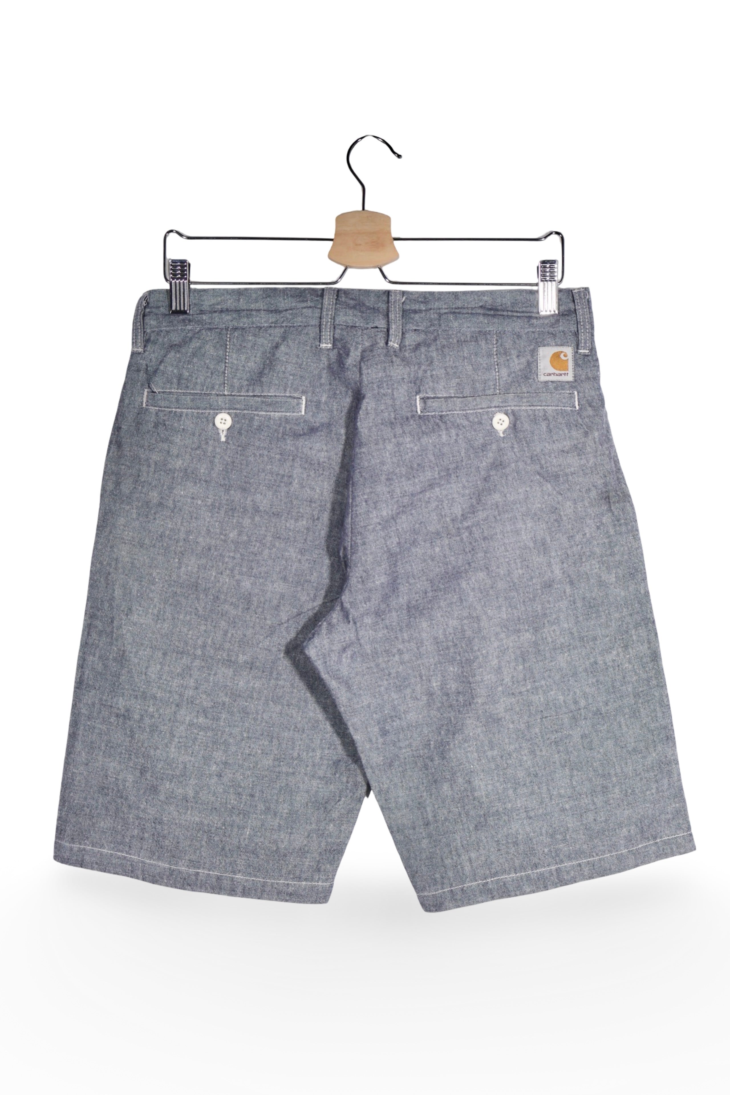 Pantaloni scurți - Carhartt gri-albaștri din bumbac cu croială lejeră – S – Bărbați - detaliu