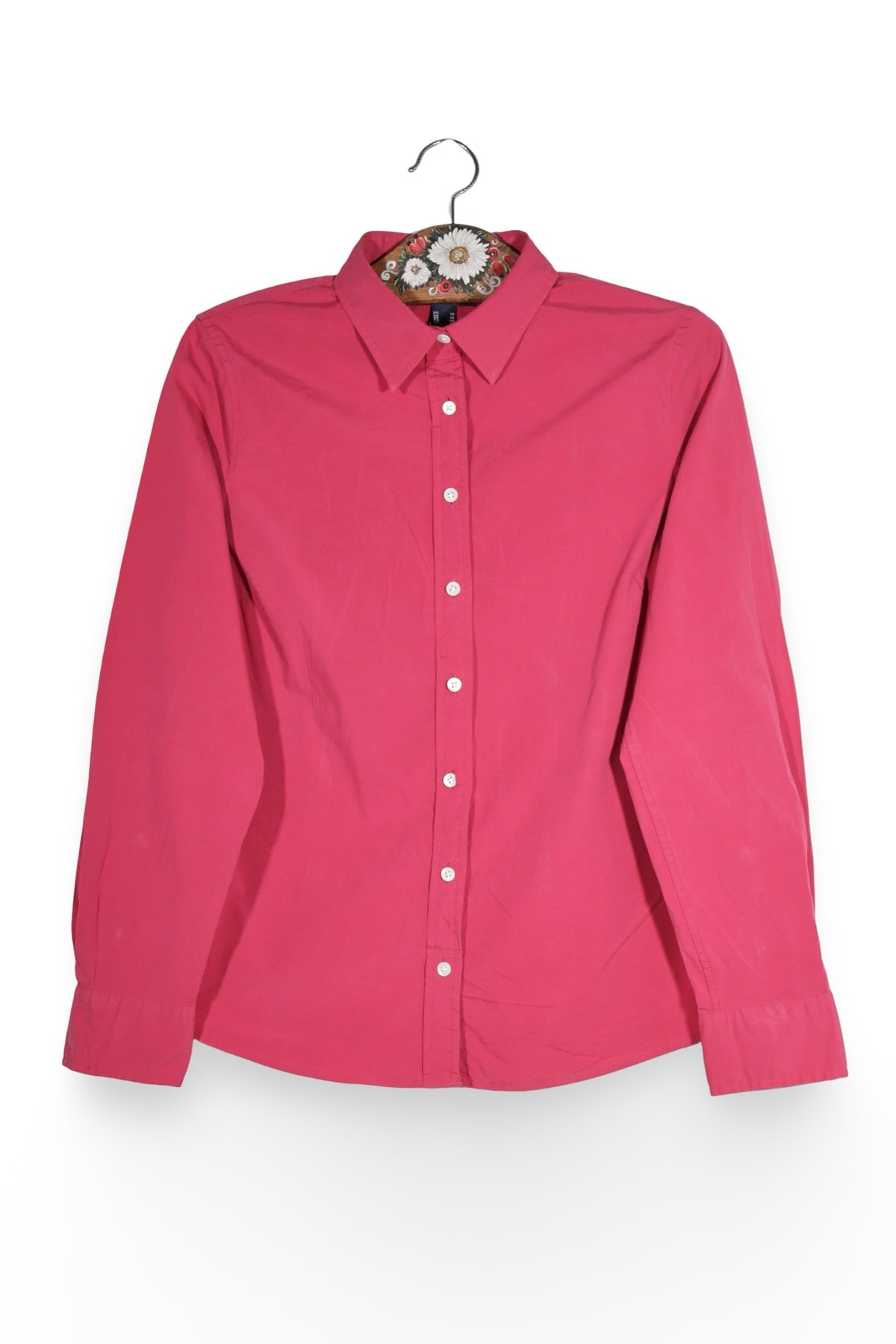 Cămașă - Lands' End roz inchis din bumbac elastic – L – Femei - fata