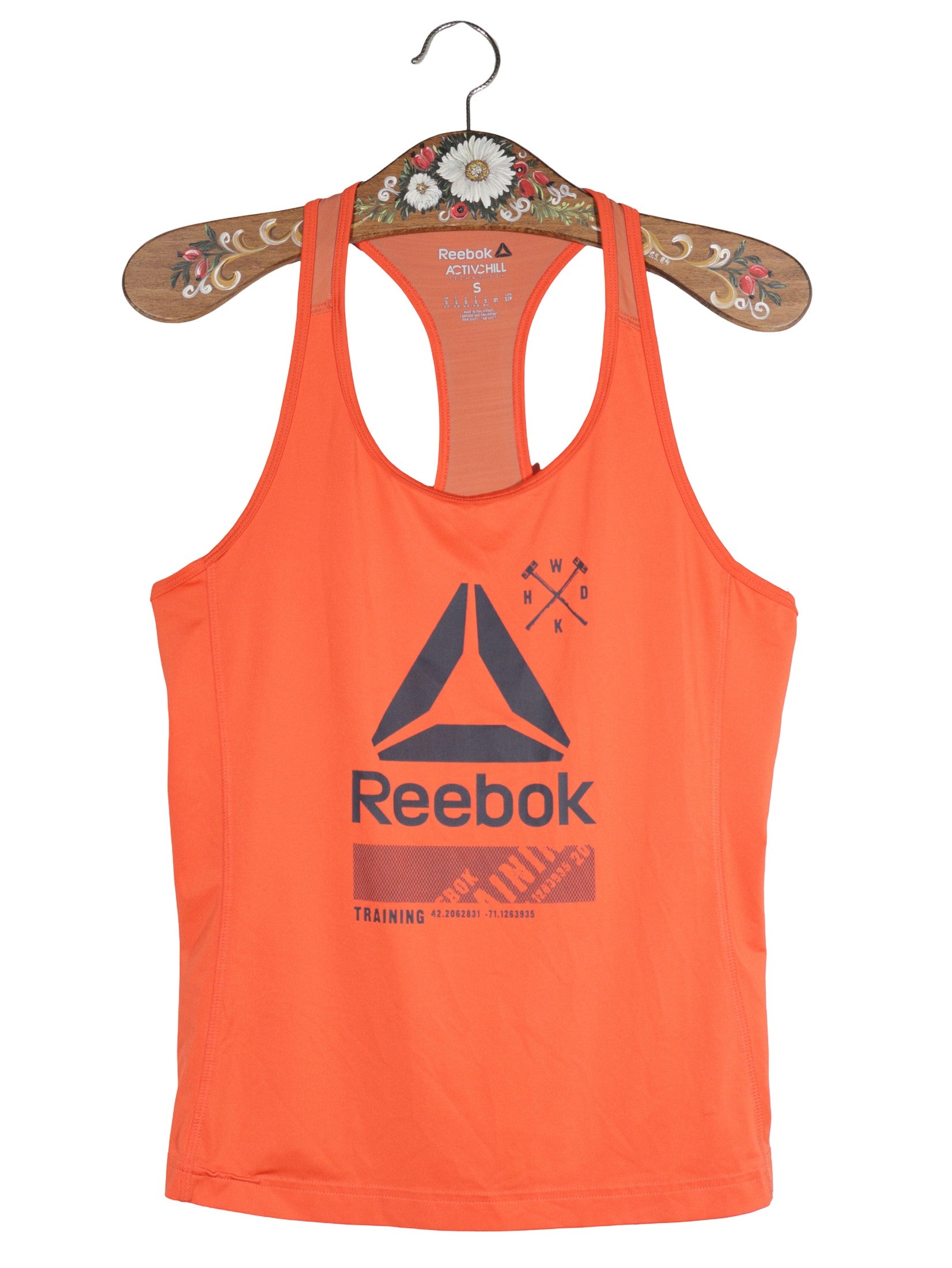 Maiou Reebok portocaliu mărime S vedere din față second-hand premium