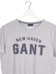 Tricou GANT gri deschis mărime L detaliu material și croială second-hand premium