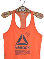 Maiou Reebok portocaliu mărime S detaliu material și croială second-hand premium