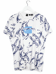 Tricou G-STAR alb cu print albastru mărime L vedere din față second-hand premium