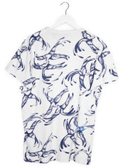 Tricou G-STAR alb cu print albastru mărime L vedere din spate second-hand premium