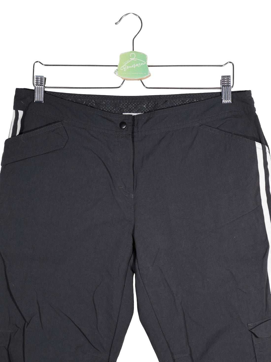 Pantaloni 2/3 adidas negru mărime M detaliu material și croială second-hand premium