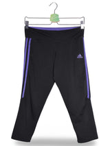 Colanti 2/3 adidas negru cu accente mov/lila mărime S vedere din față second-hand premium