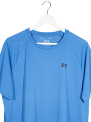 Tricou Under Armour albastru mărime L detaliu material și croială second-hand premium