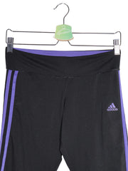 Colanti 2/3 adidas negru cu accente mov/lila mărime S detaliu material și croială second-hand premium