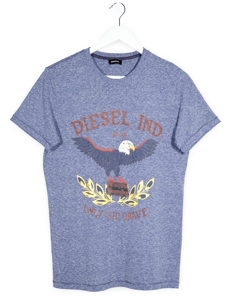 Tricou Diesel albastru melanj mărime XS vedere din față second-hand premium