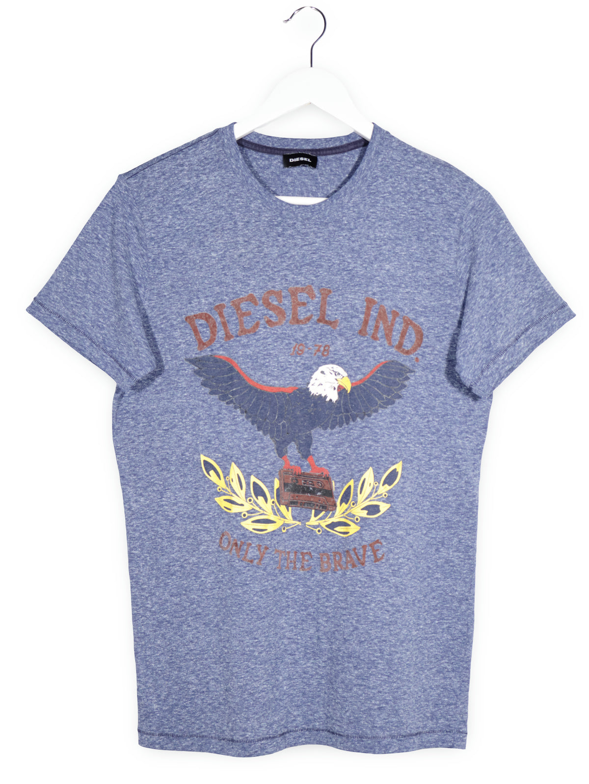Tricou Diesel albastru melanj mărime XS vedere din față second-hand premium