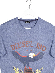 Tricou Diesel albastru melanj mărime XS detaliu material și croială second-hand premium