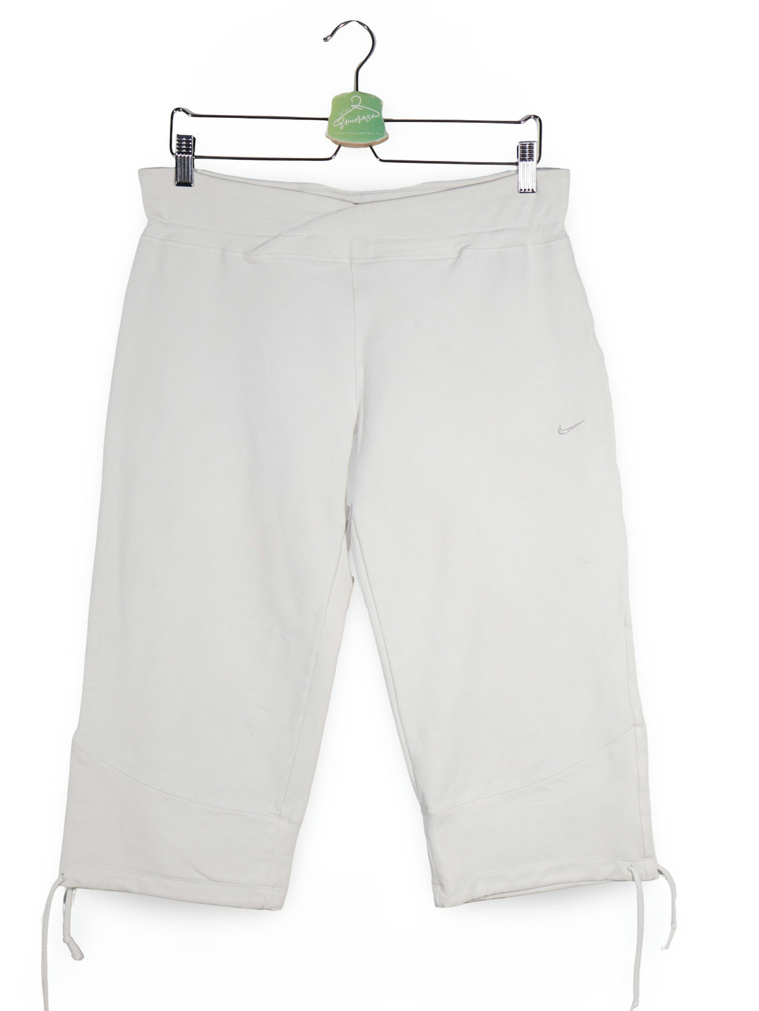 Pantaloni 2/3 NIKE alb mărime L vedere din față second-hand premium