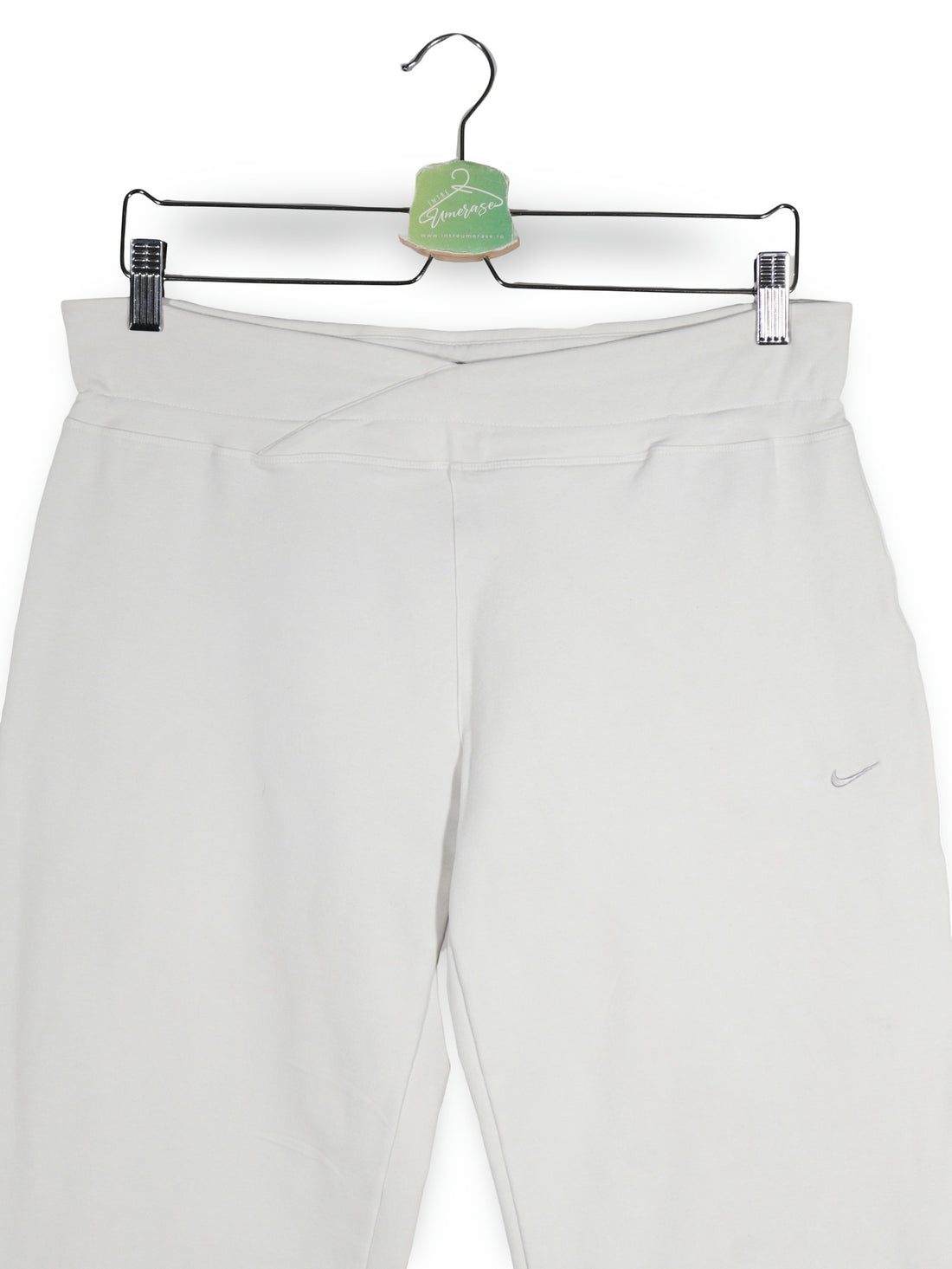 Pantaloni 2/3 NIKE alb mărime L detaliu material și croială second-hand premium