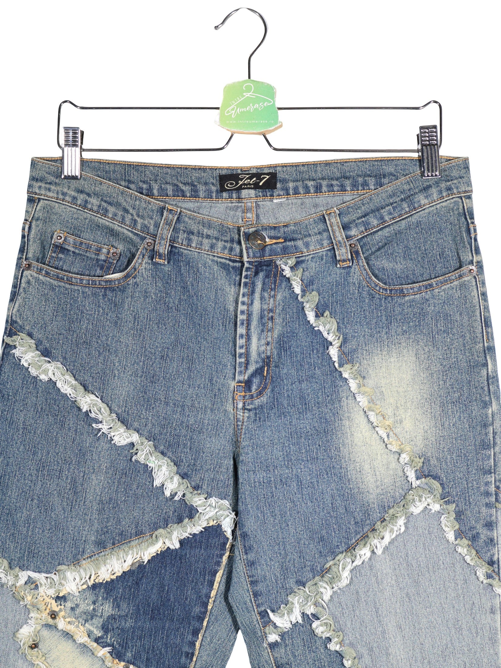 Blugi scurti Jet-7 albastru denim mărime W30 detaliu material și croială second-hand premium