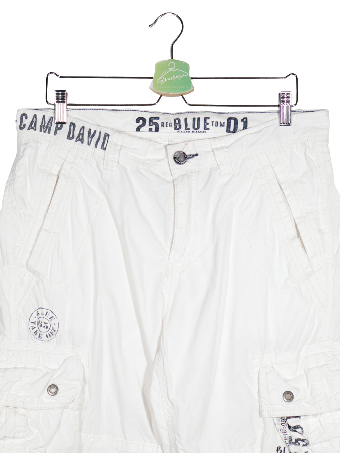 Pantaloni scurti Camp David alb mărime L detaliu material și croială second-hand premium