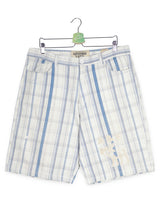 Pantaloni scurti Abercrombie & Fitch alb cu dungi albastre mărime XL vedere din față second-hand premium
