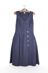Rochie - Premium bleumarin din lyocell cu nasturi frontali – M – Femei - fata