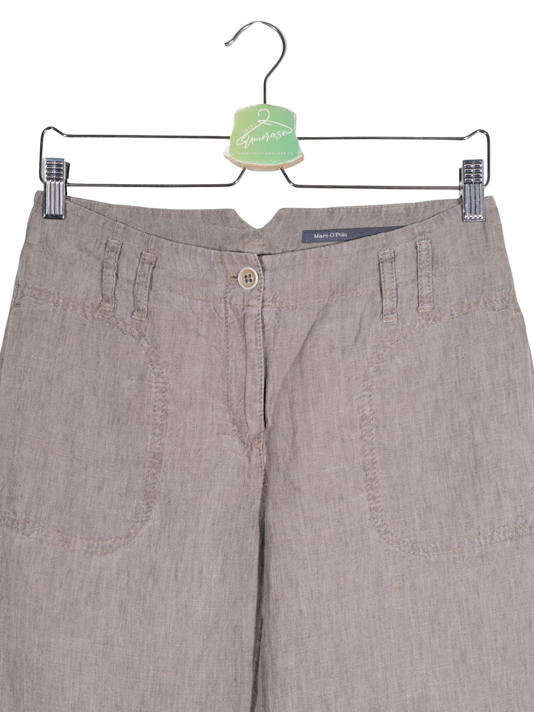 Pantaloni Marc O'Polo bej-gri mărime M detaliu material și croială second-hand premium