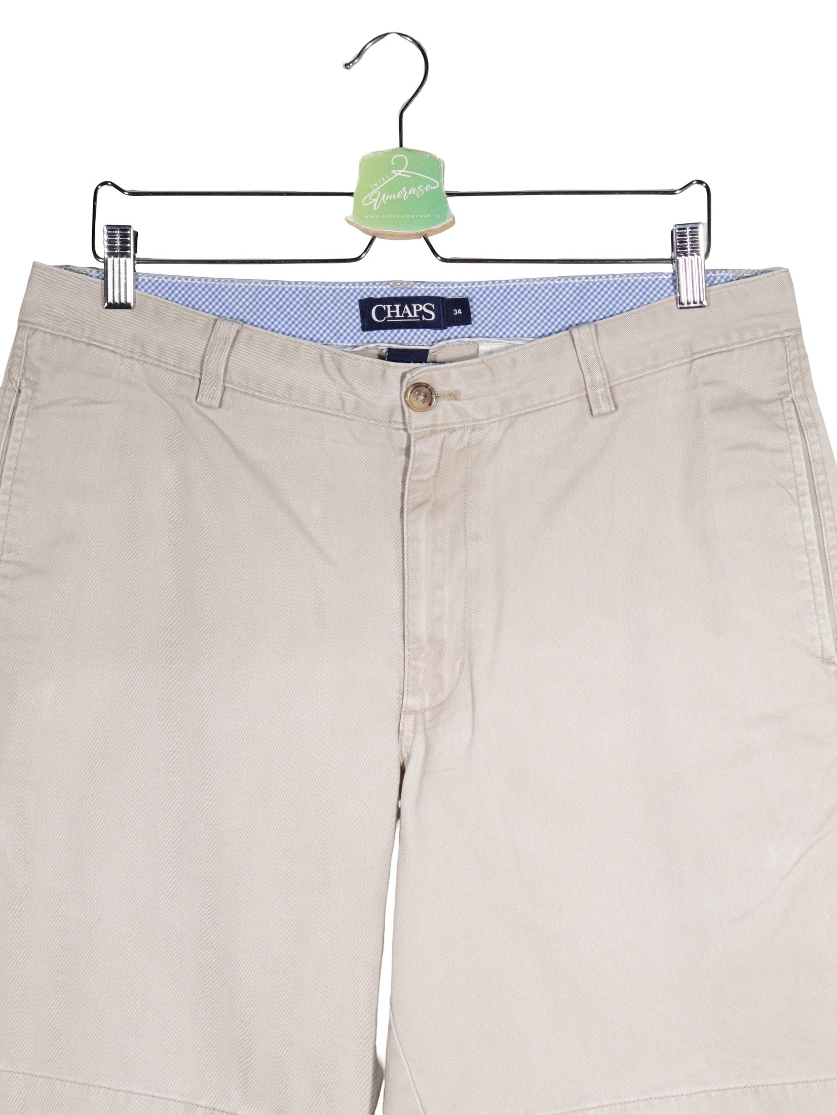 Pantaloni scurti CHAPS bej mărime M detaliu material și croială second-hand premium