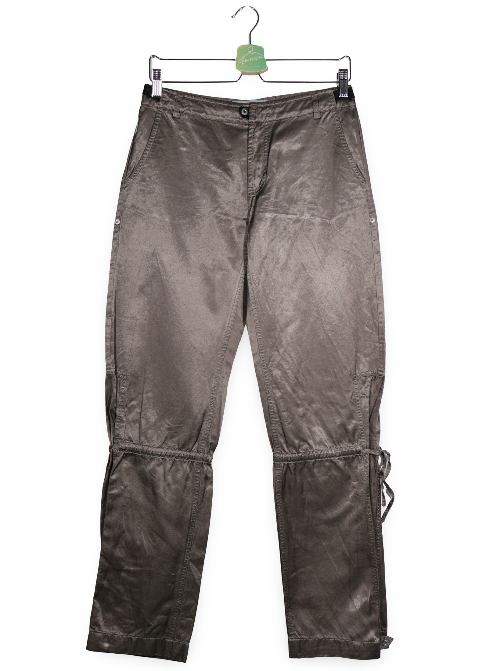 Pantaloni Bogner Jeans gri-olive metalizat mărime M vedere din față second-hand premium