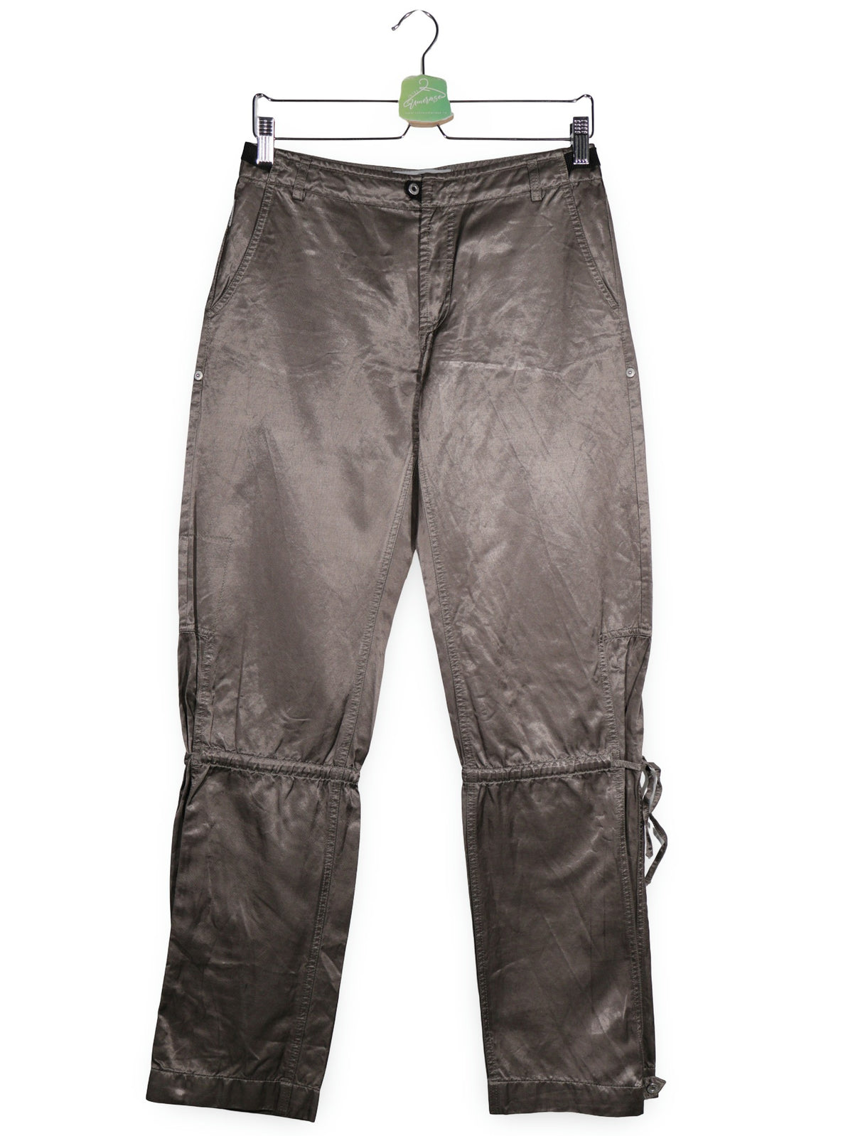 Pantaloni Bogner Jeans gri-olive metalizat mărime M vedere din față second-hand premium