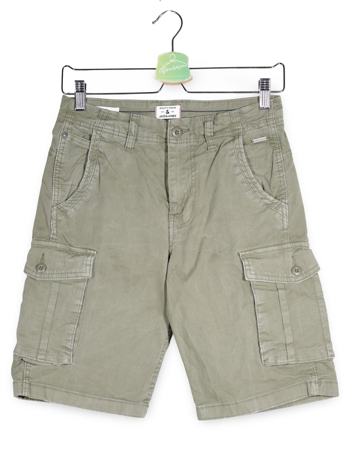 Pantaloni scurti Jack&Jones verde-kaki mărime XS vedere din față second-hand premium