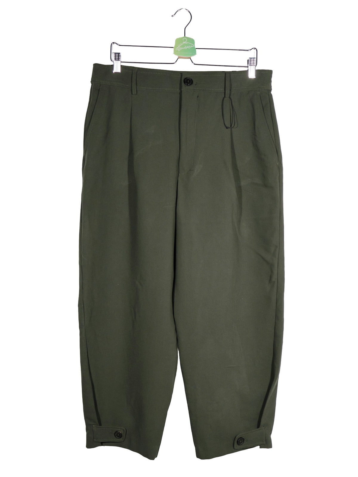 Pantaloni ZARA verde închis mărime XL vedere din față second-hand premium