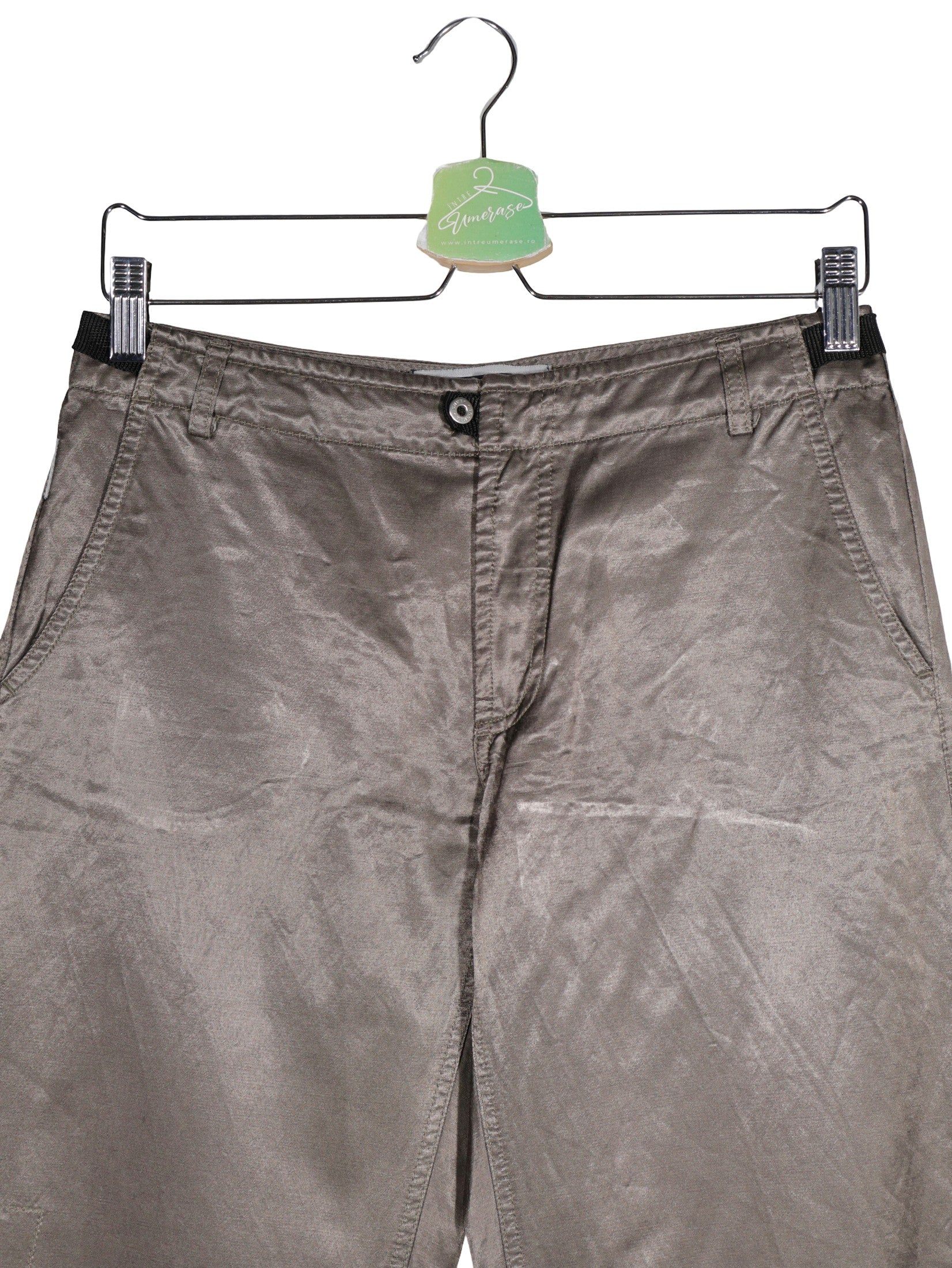 Pantaloni Bogner Jeans gri-olive metalizat mărime M detaliu material și croială second-hand premium