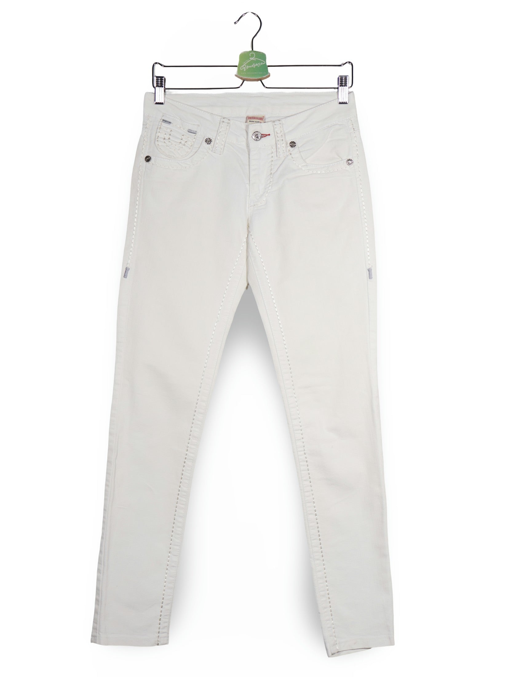Blugi True Religion alb mărime W28 vedere din față second-hand premium