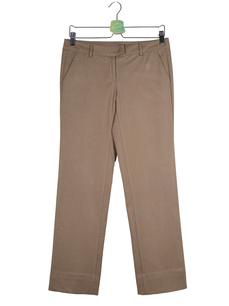 Pantaloni Benetton maro taupe mărime L vedere din față second-hand premium