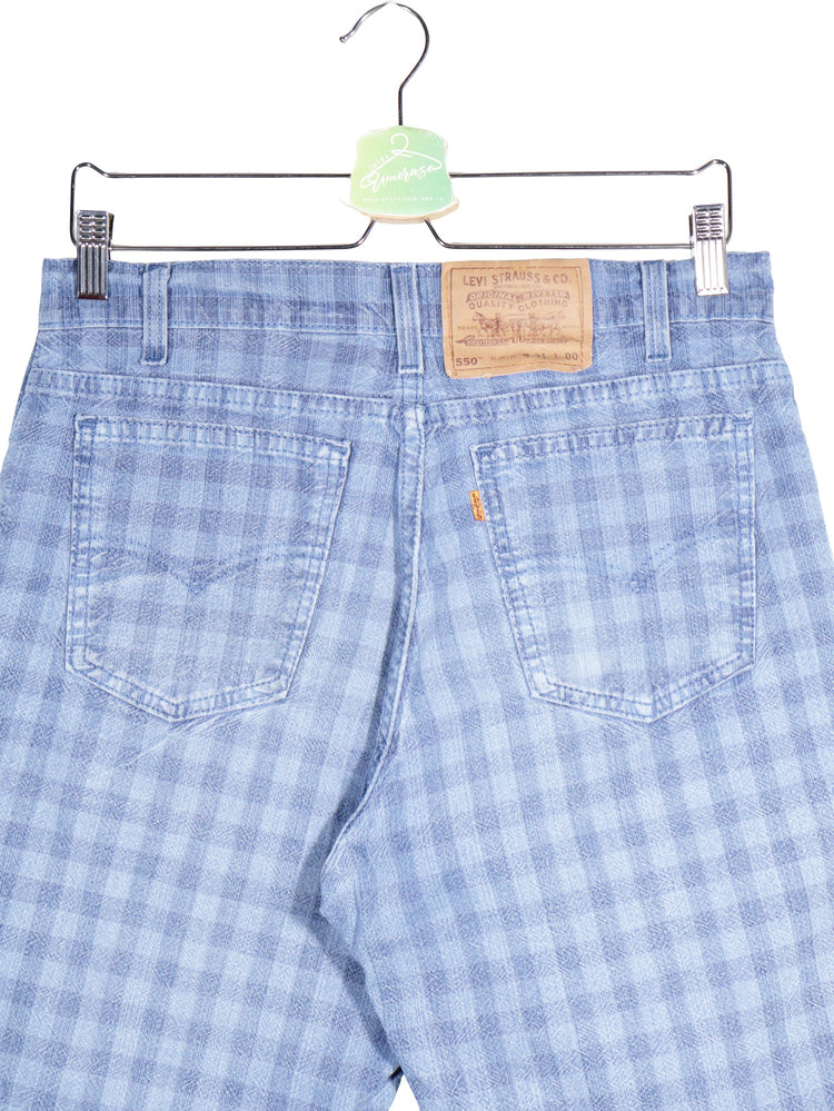 Blugi scurti Levi's albastru mărime S detaliu material și croială second-hand premium