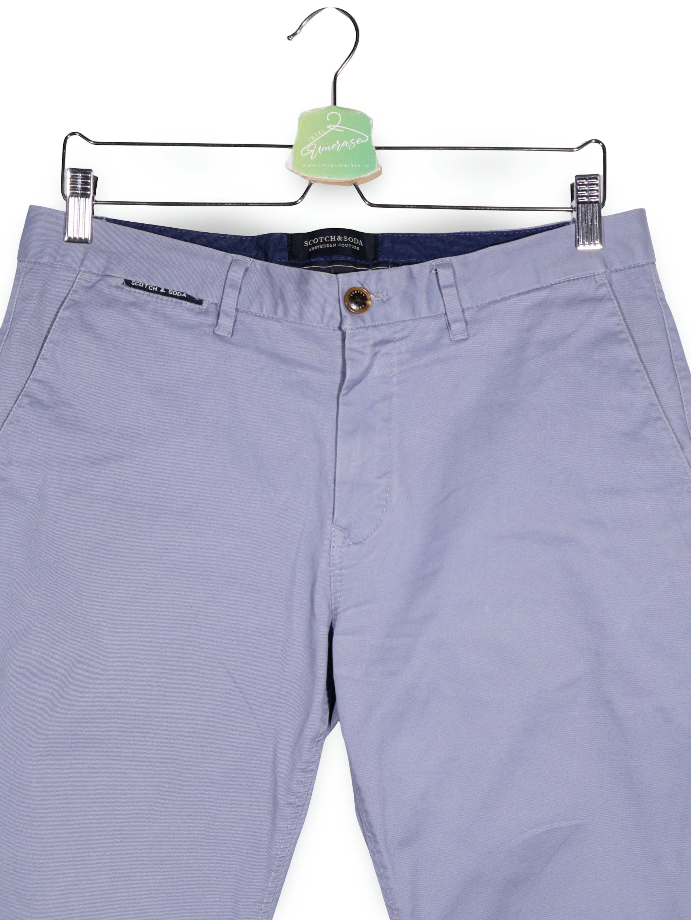 Pantaloni Scotch & Soda bleu deschis mărime S detaliu material și croială second-hand premium