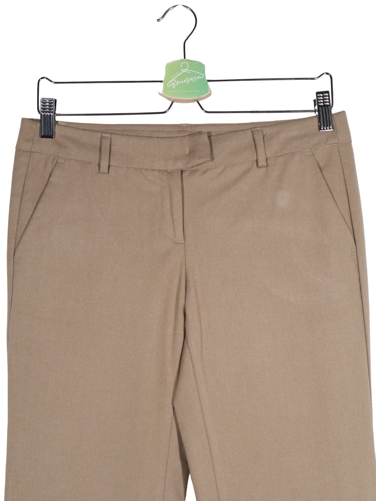 Pantaloni Benetton maro taupe mărime L detaliu material și croială second-hand premium