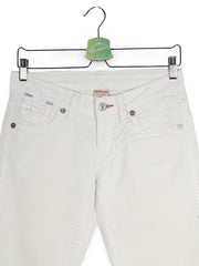 Blugi True Religion alb mărime W28 detaliu material și croială second-hand premium
