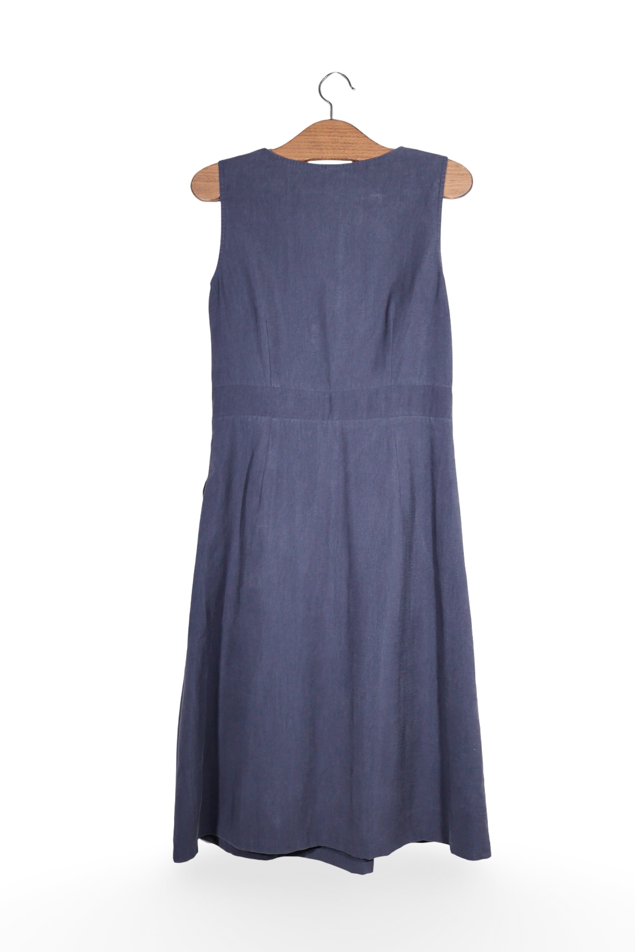 Rochie - Premium bleumarin din lyocell cu nasturi frontali – M – Femei - spate