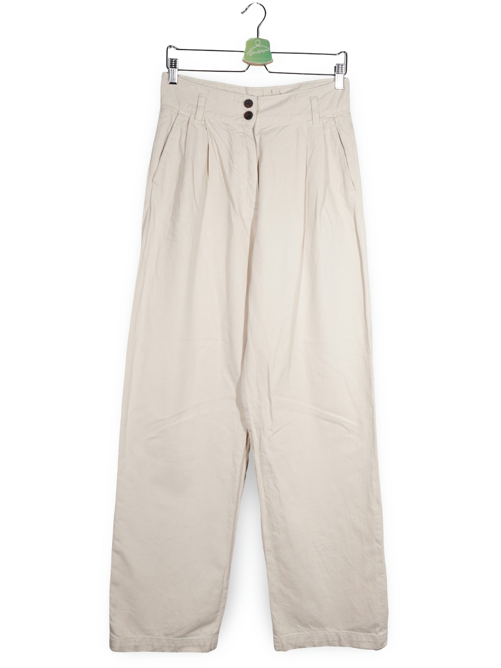 Pantaloni PULL&BEAR bej deschis mărime M vedere din față second-hand premium